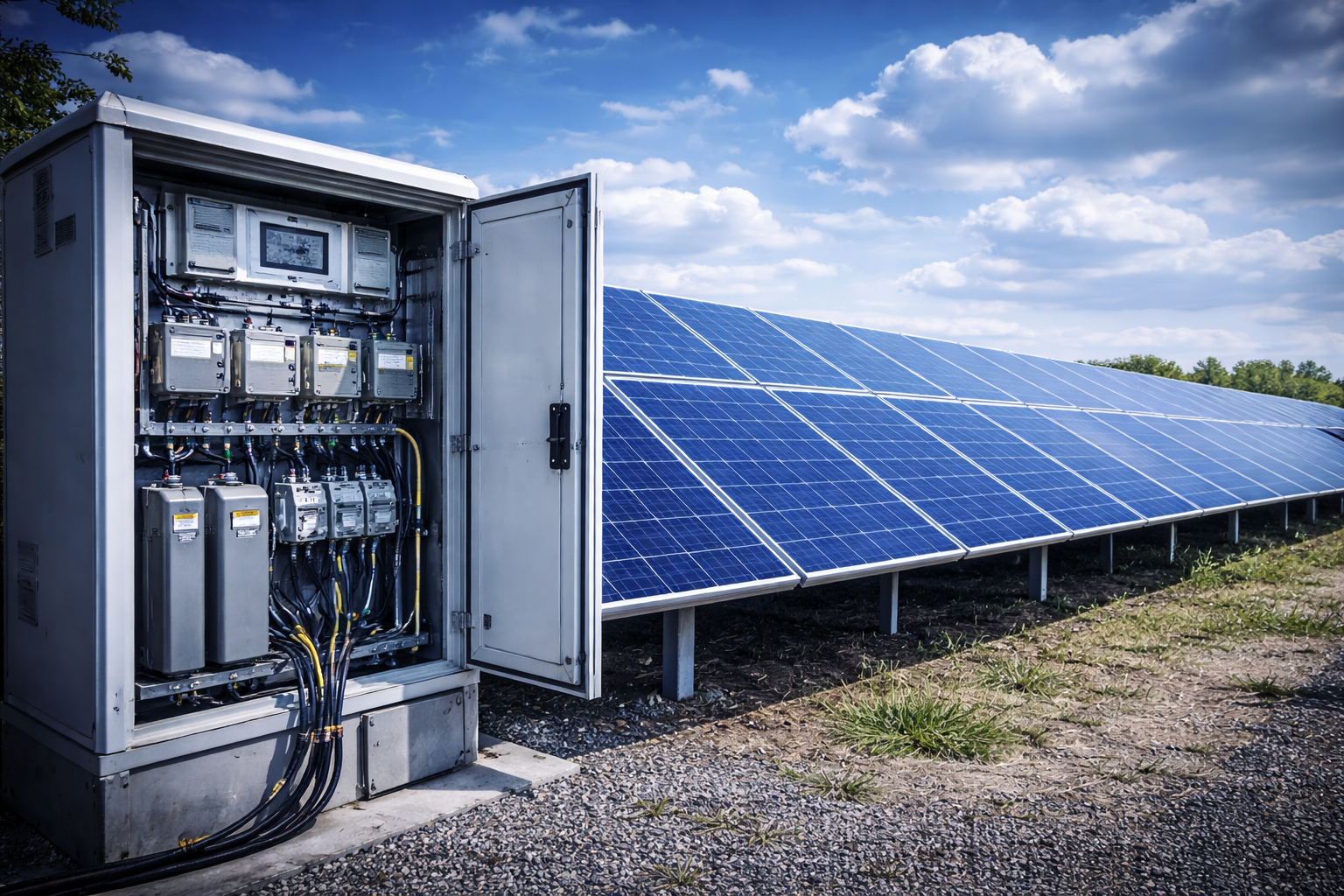 Güneş enerjisi panelleri ve AC/DC toplama panoları